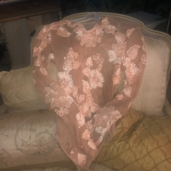 Gorgeous Nude with peach Flowers Body suit Skirt S vintage from 2000 - Picture 6 of 6